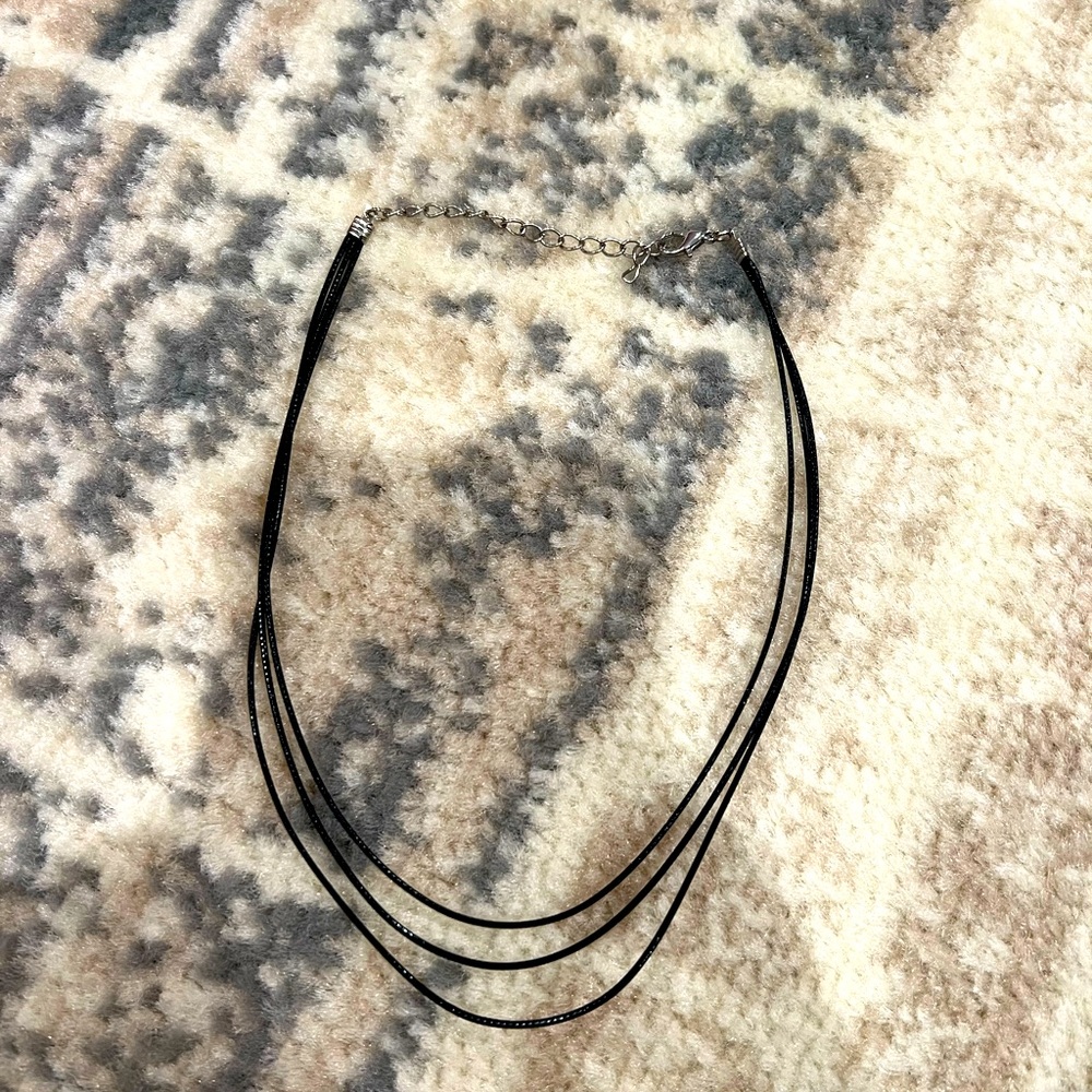 Black Faux leather layered necklace